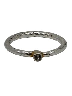 RLM Studio CZ Sterling Silver & Gold Tone Hammered Band Ring Size 8 1/4 #23724