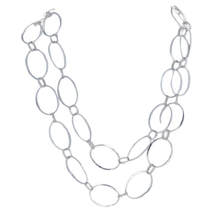 RLM Studio Fancy Oval Link Chain Necklace 36" - Sterling Silver 925 For Sale
