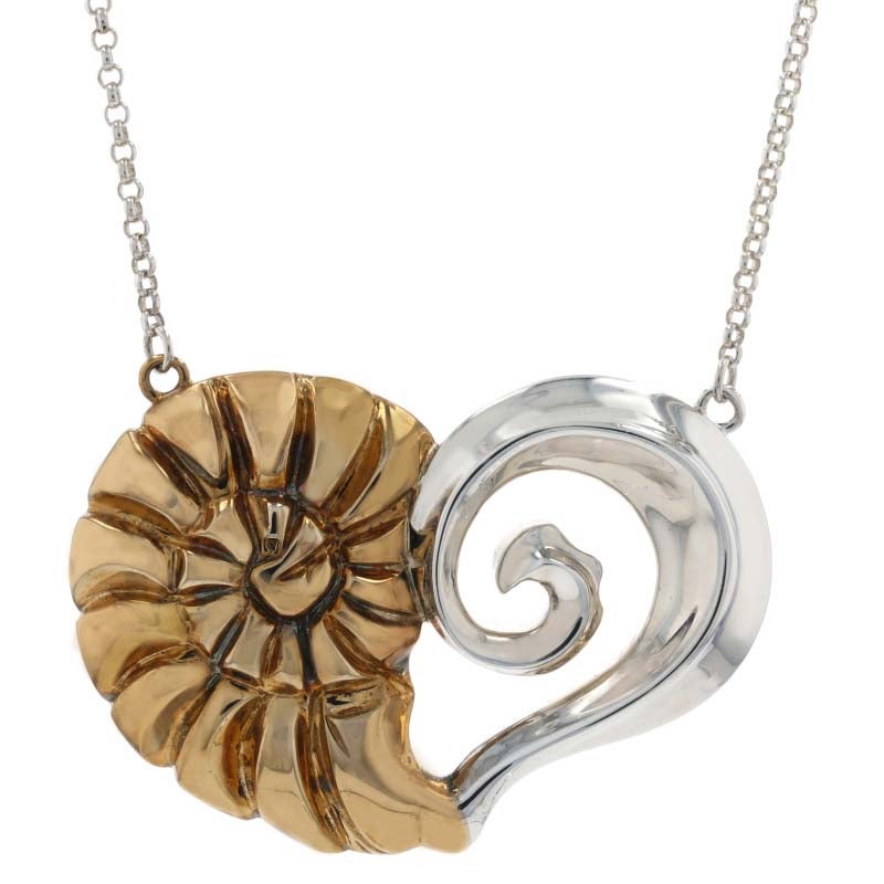 RLM Studios Seashell Heart Necklace, Sterling Silver 925 & Brass For Sale