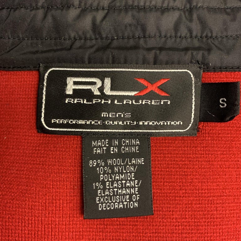 RLX by RALPH LAUREN S Red Solid Wool Blend Zip and Snaps Jacket at 1stdibs