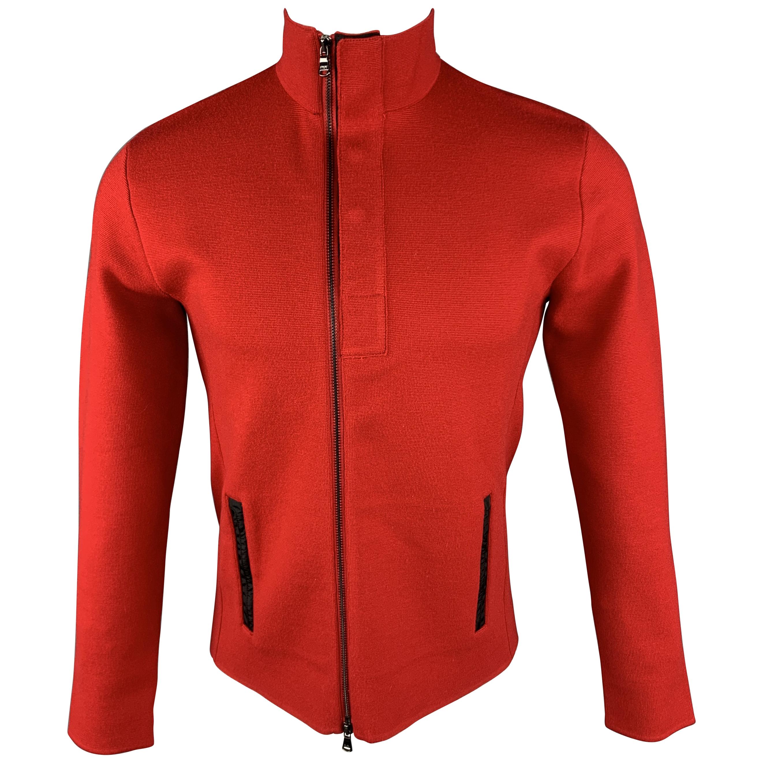RLX by RALPH LAUREN S Red Solid Wool Blend Zip & Snaps Jacket