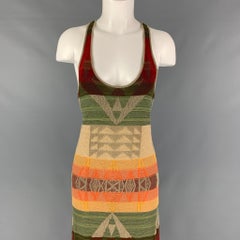 RLX by RALPH LAUREN Size S Beige Orange Green Linen Blend Stripe Tank Long Dress