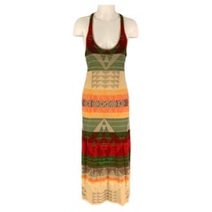 RLX by RALPH LAUREN Size S Beige Orange Green Linen Blend Stripe Tank Long Dress