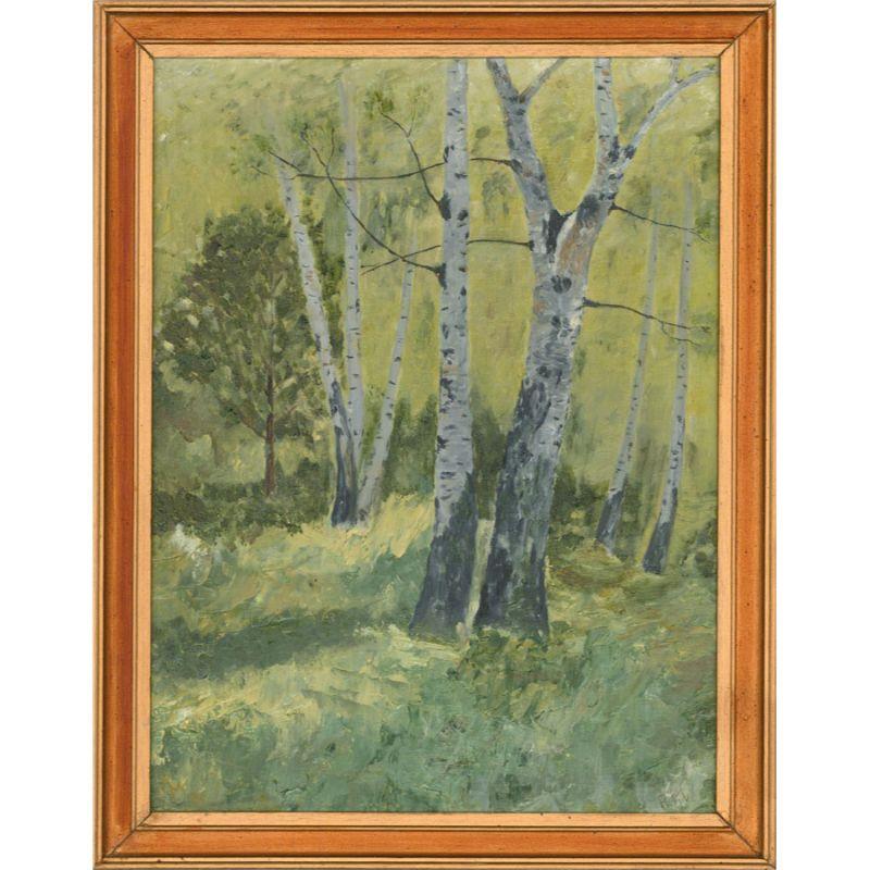 R.M. - 20th Century Oil, Woodland Scene For Sale 3