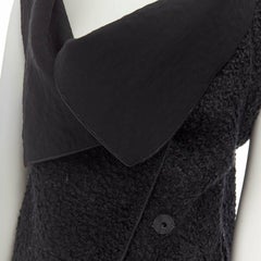 RM ROLAND MOURET wool mohair blend draped collar sleeveless vest jacket US6 M