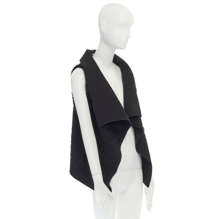 Black RM ROLAND MOURET wool mohair blend draped collar sleeveless vest jacket US6 M For Sale