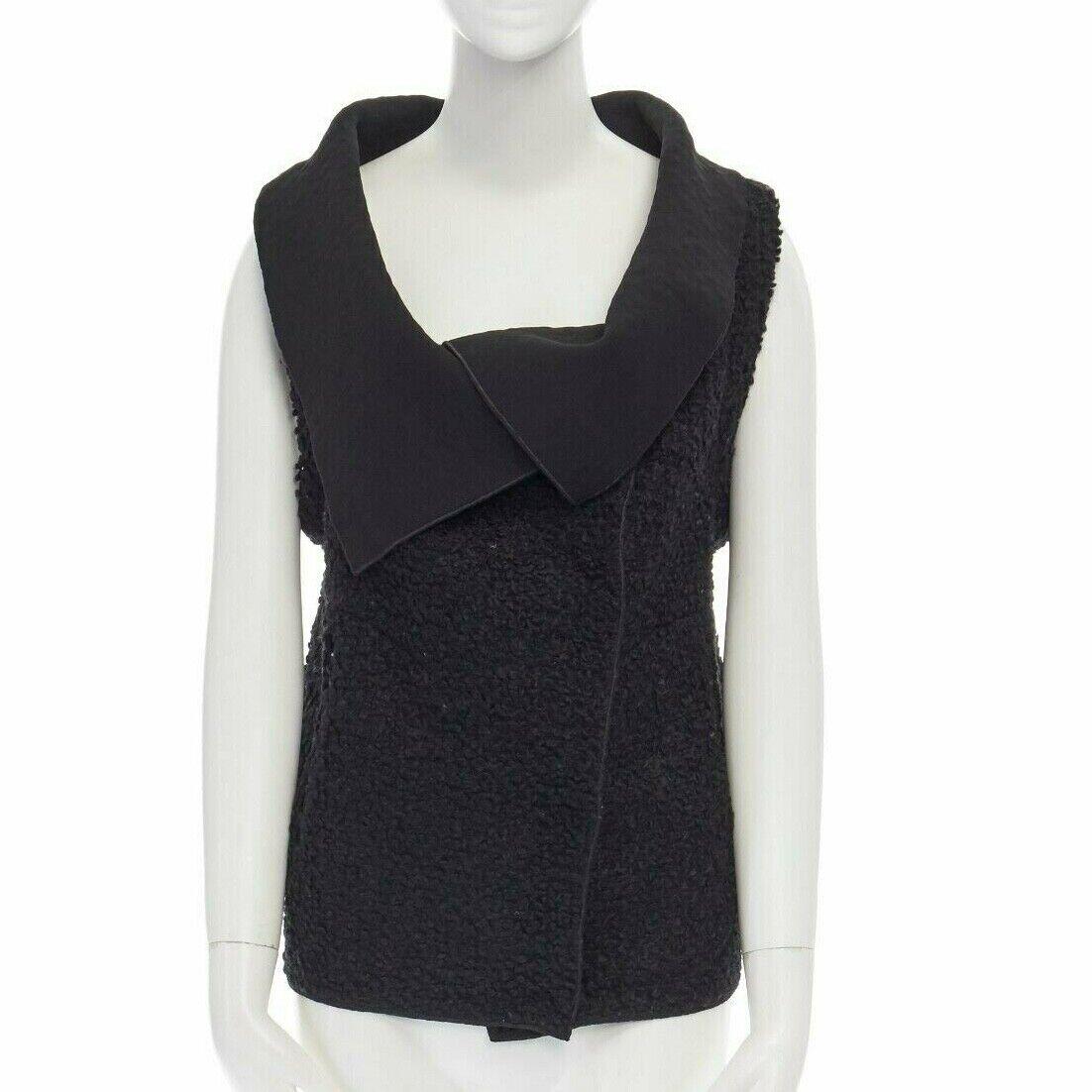 RM ROLAND MOURET wool mohair blend draped collar sleeveless vest jacket US6 M In Excellent Condition For Sale In Hong Kong, NT
