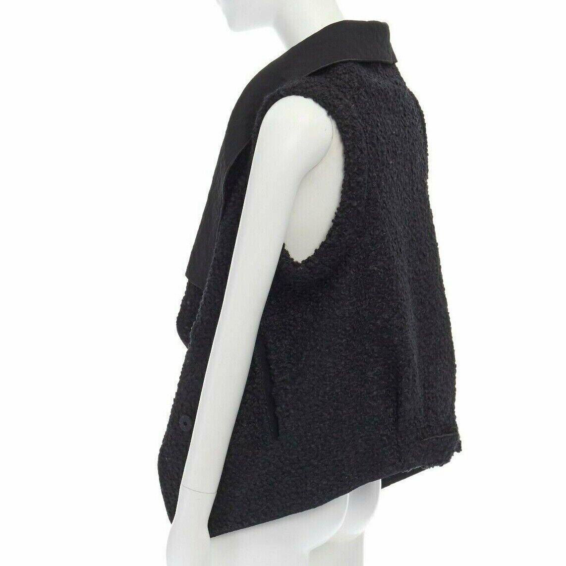 RM ROLAND MOURET wool mohair blend draped collar sleeveless vest jacket US6 M For Sale 2