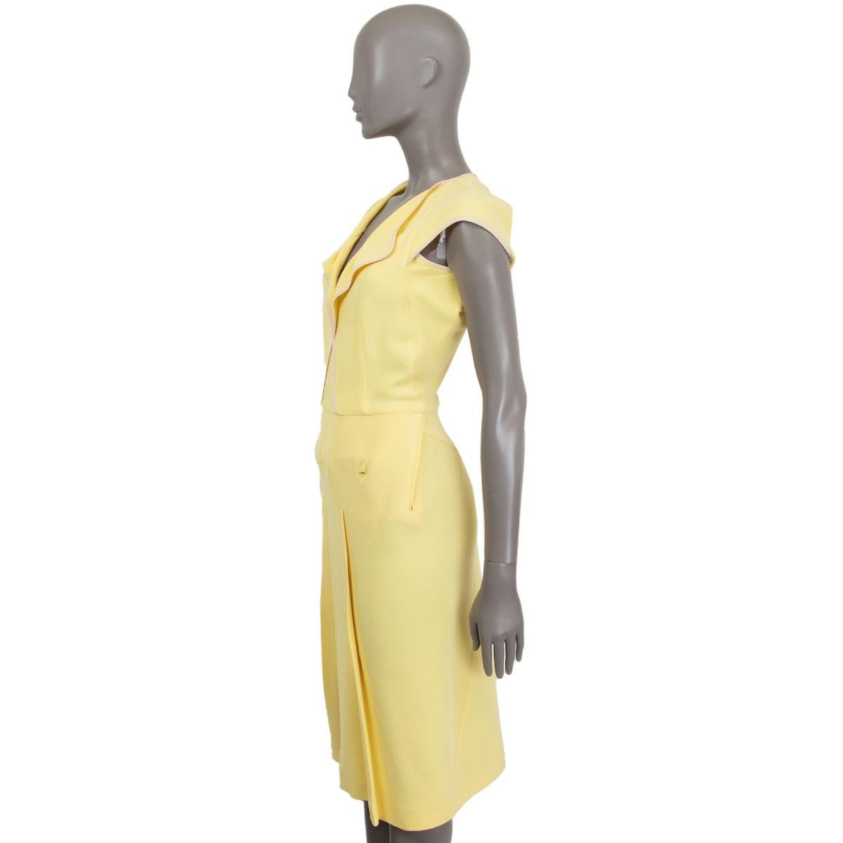 RM ROLAND MOURET yellow silk blend MONTPARNASSE MIDI Dress 36 XS In Excellent Condition For Sale In Zürich, CH