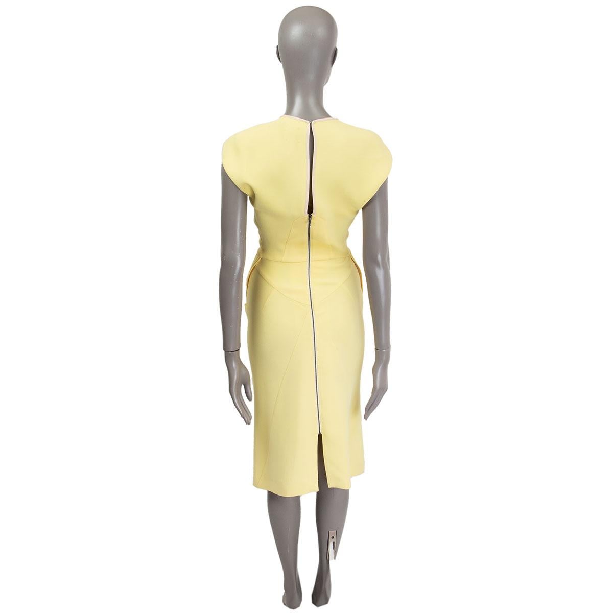 Women's RM ROLAND MOURET yellow silk blend MONTPARNASSE MIDI Dress 36 XS For Sale