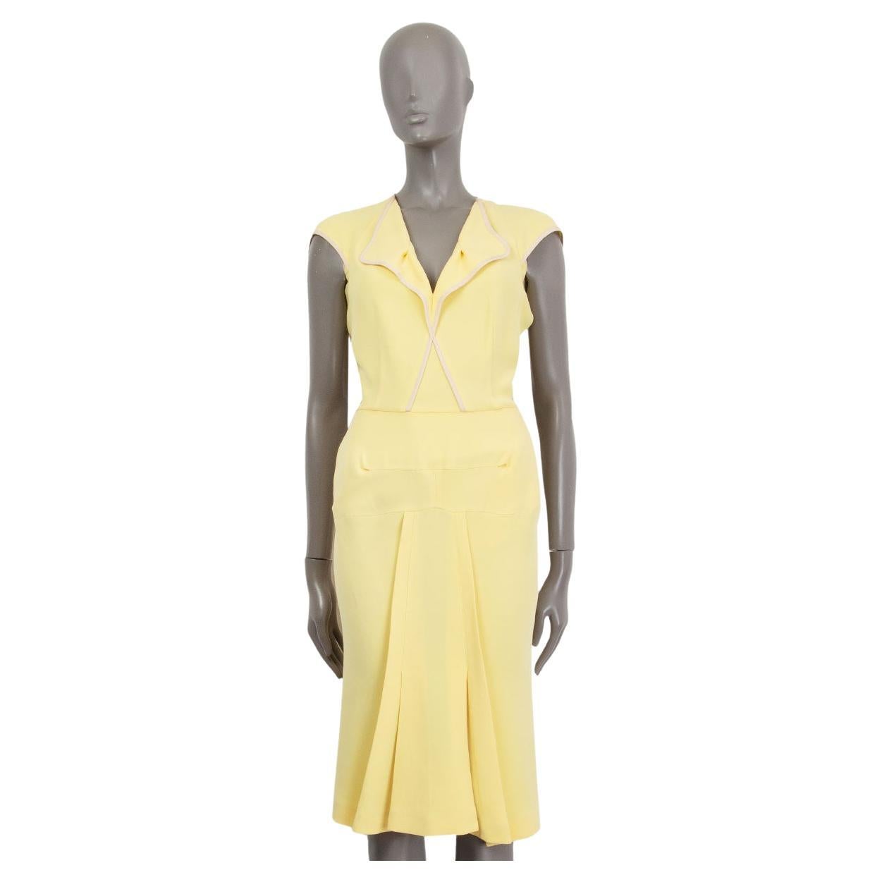 RM ROLAND MOURET yellow silk blend MONTPARNASSE MIDI Dress 36 XS For Sale