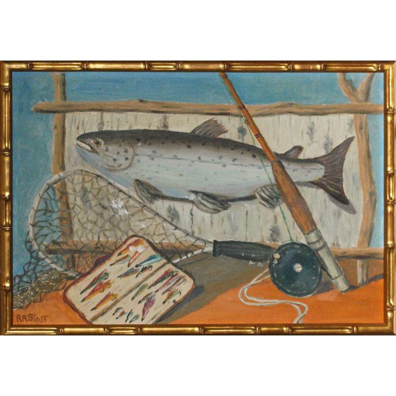 "Angling Still Life" Oil on Canvas - Painting by R.M. Starr