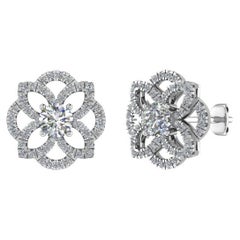18ct White Gold & White Diamond Decorative Celtic Design Earrings