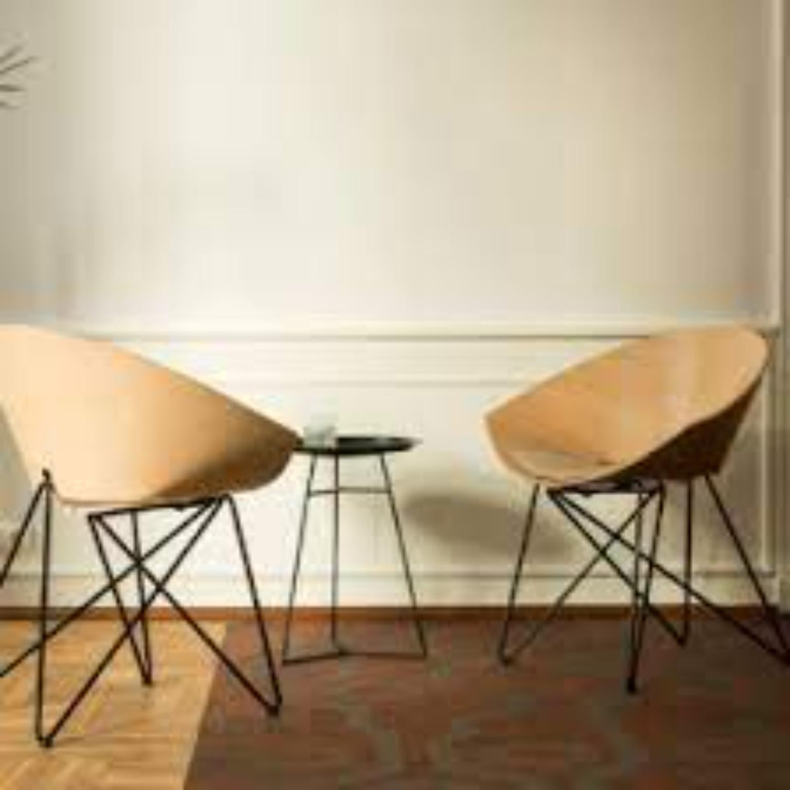 Post-Modern RM56 Beech Plywood Seat And Powder-Coated Black Steel Legs Armchair by VZOR For Sale