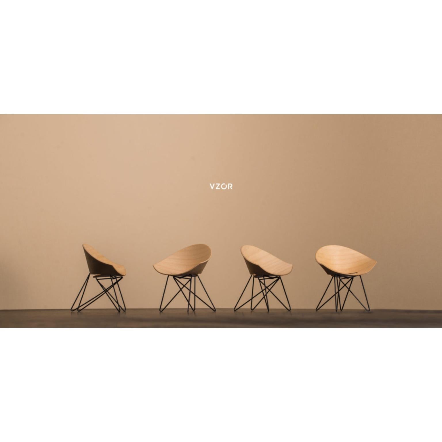 RM56 Beech Plywood Seat And Powder-Coated Black Steel Legs Armchair by VZOR In New Condition For Sale In Geneve, CH