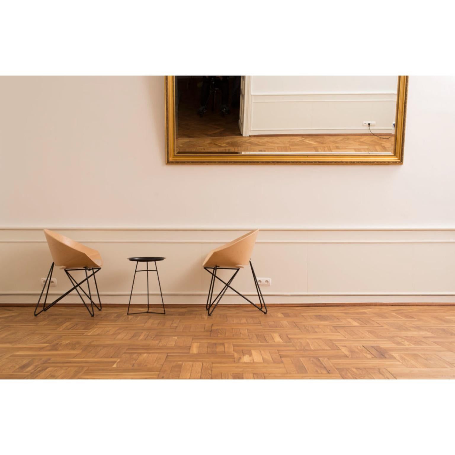 RM56 Beech Plywood Seat And Powder-Coated Black Steel Legs Armchair by VZOR For Sale 1