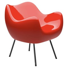 RM58 Classic Red Composite Seat And Powder-Coated Steel Legs Armchair by VZOR
