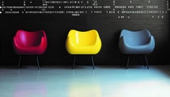 RM58 Classic Yellow Composite Seat And Powder-Coated Steel Legs Armchair by VZOR