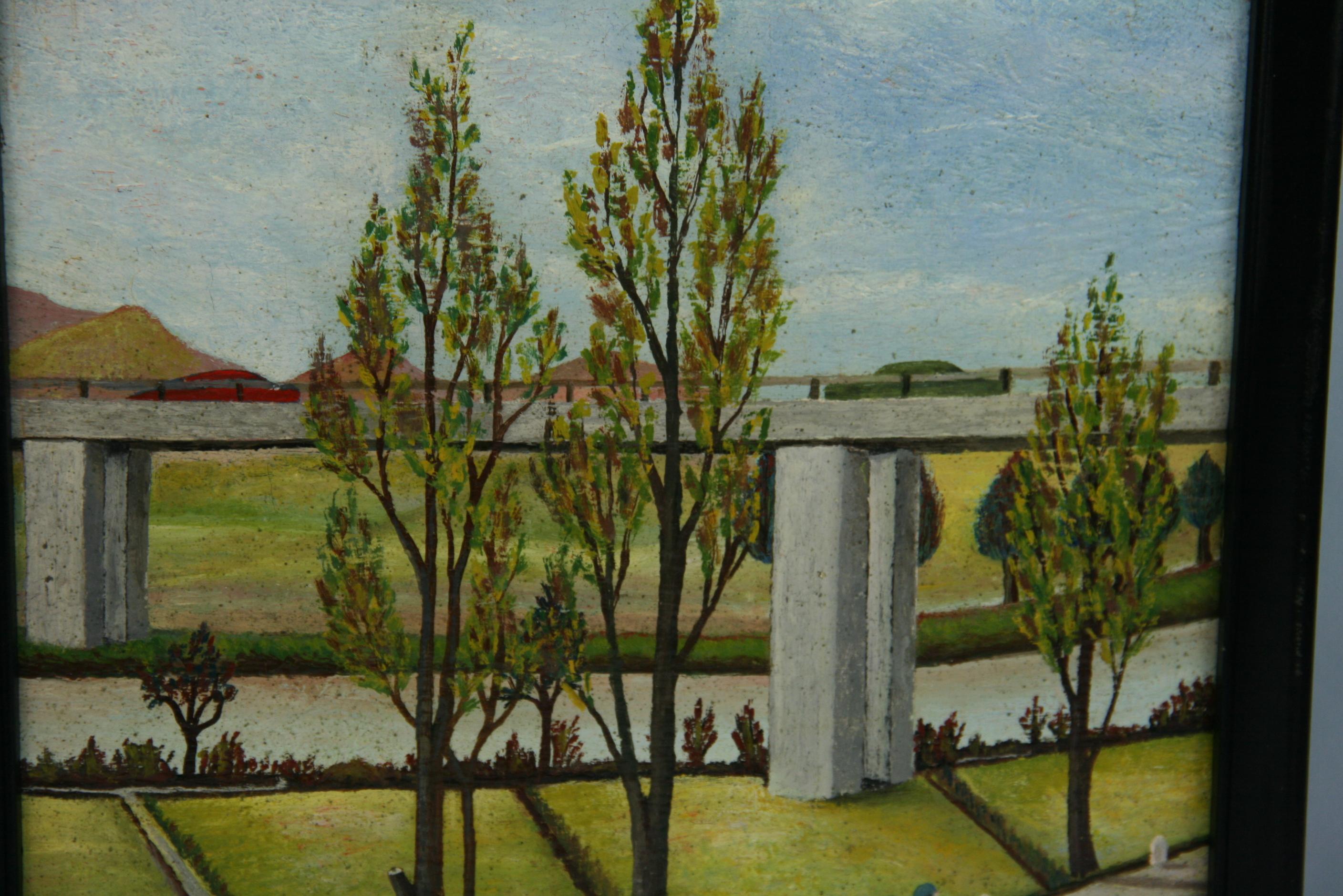 Paysage figuratif moderne de parc urbain en vente 3