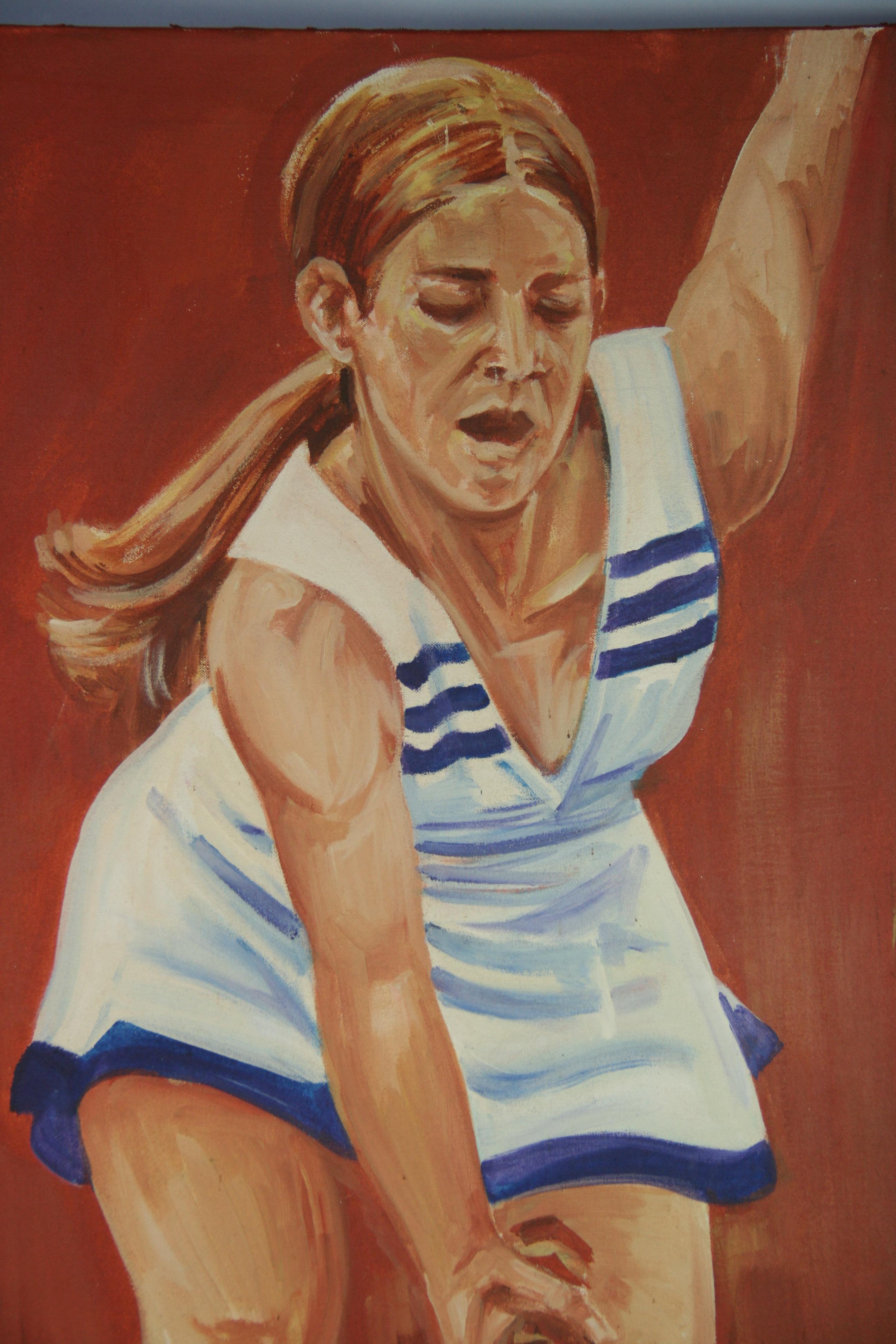 Amerikanisch  Modernes Ölgemälde in Übergröße für Sportkunst, Ölgemälde „Der Tennisspieler“ (Braun), Figurative Painting, von R.Moziak
