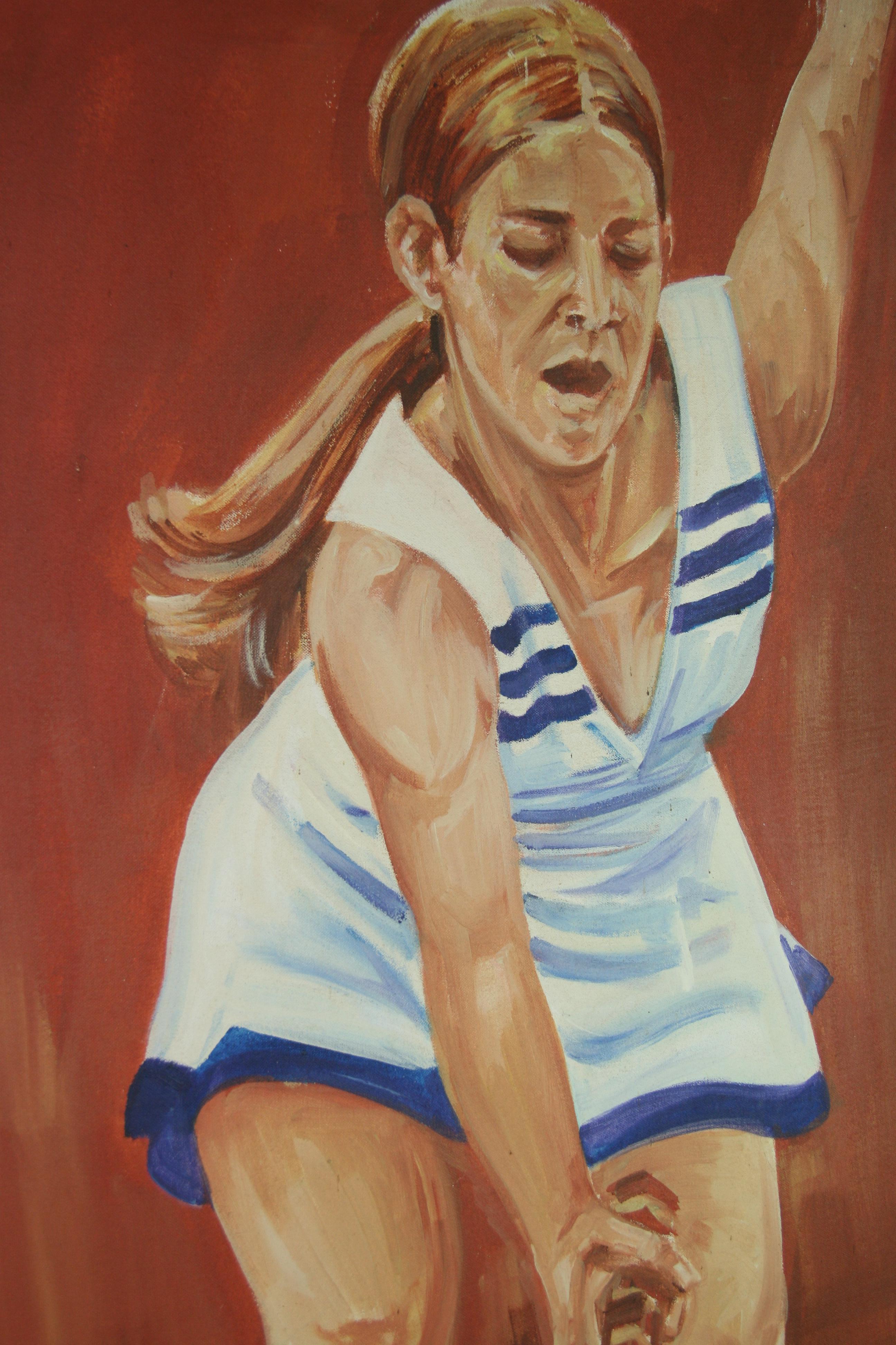 Amerikanisch  Modernes Ölgemälde in Übergröße für Sportkunst, Ölgemälde „Der Tennisspieler“ im Angebot 3