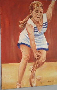 "The Tennis Player"Modern American Sporting Oil Painting