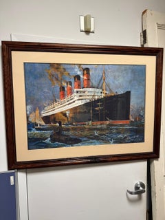RMS Aquitania Cunard White Star Line Print by DWYN ROSENKYNGE