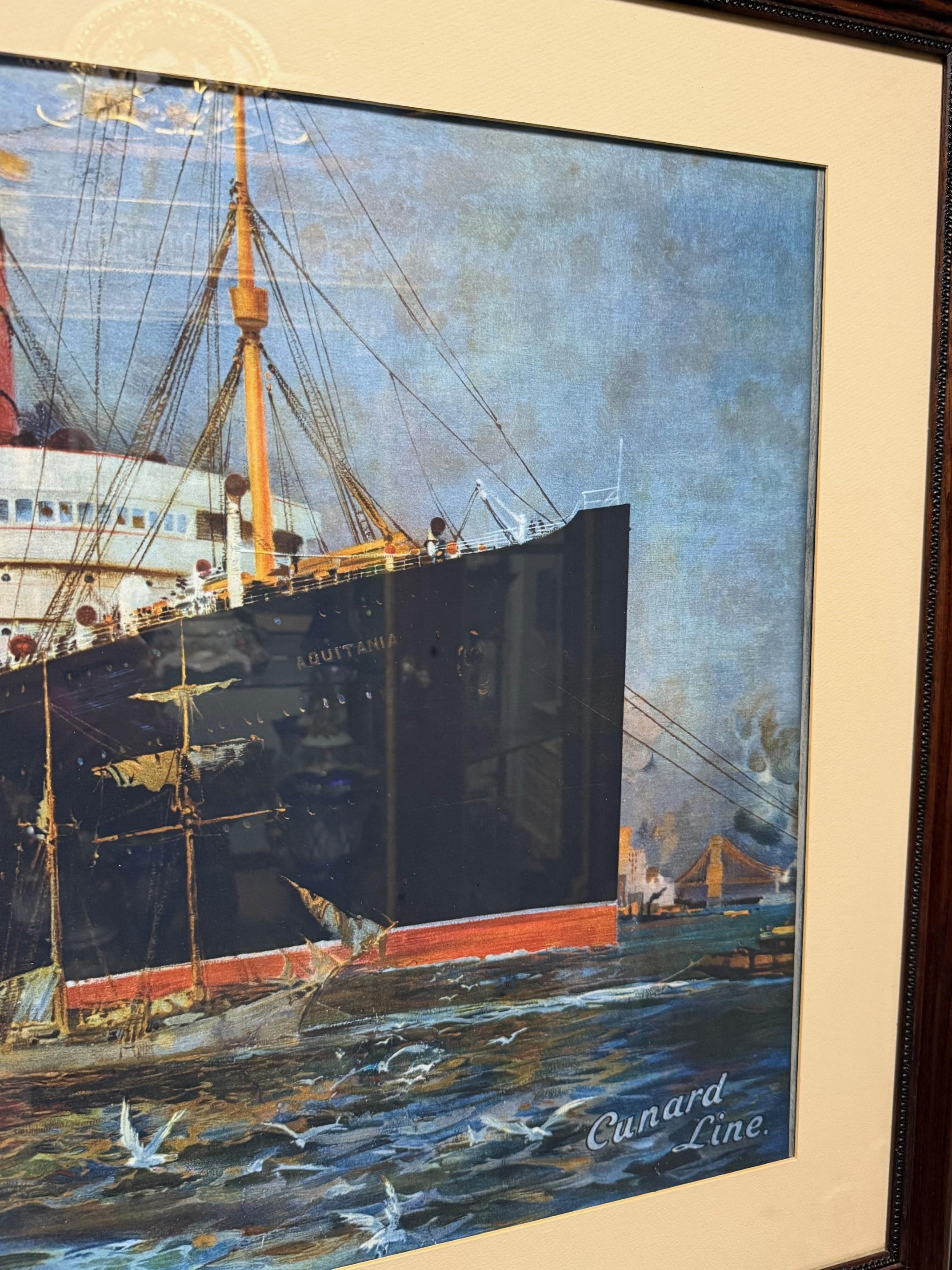 RMS Aquitania Cunard White Star Line Druck von DWYN ROSENKYNGE (20. Jahrhundert) im Angebot