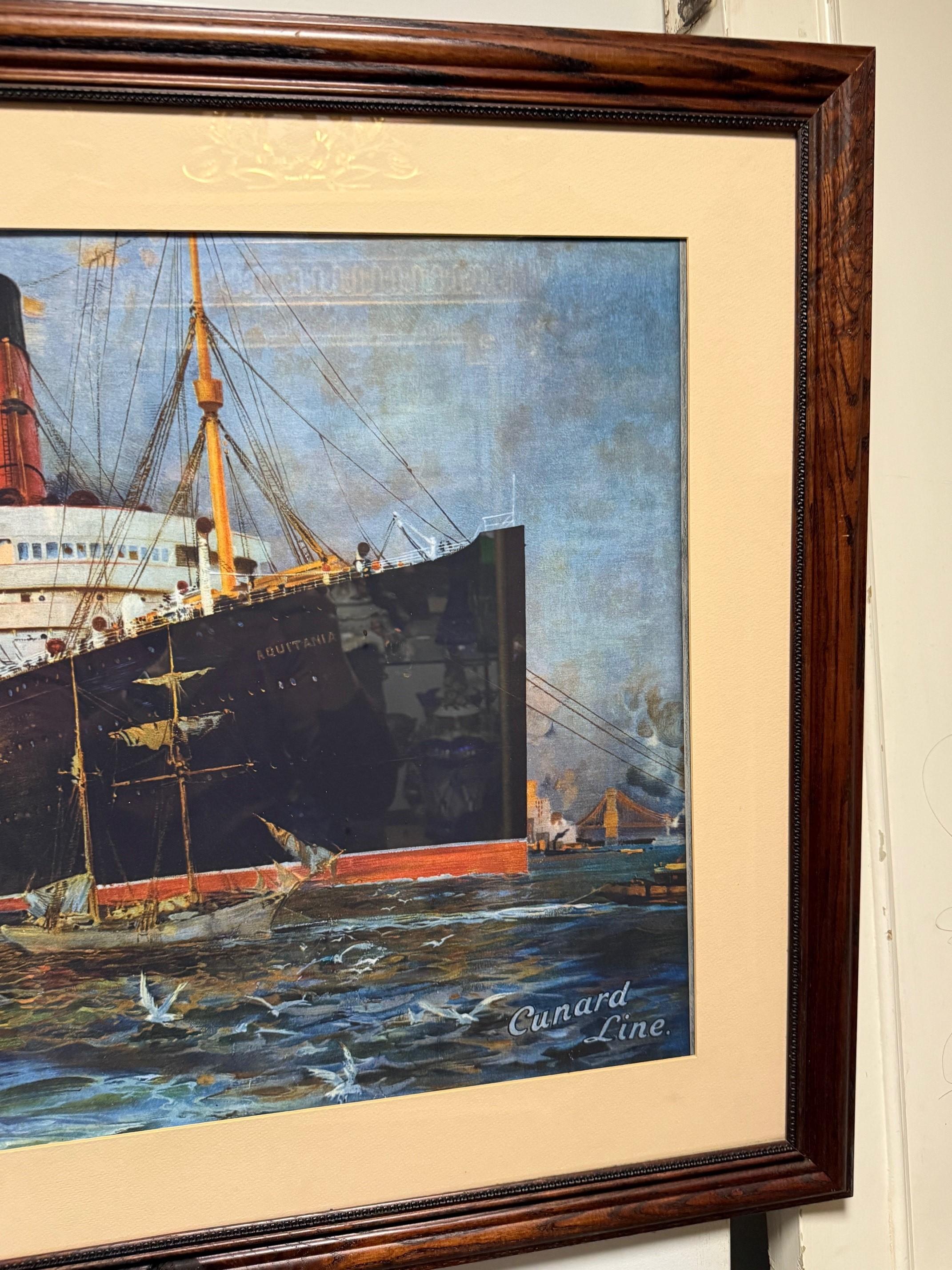RMS Aquitania Cunard White Star Line Druck von DWYN ROSENKYNGE im Angebot 1