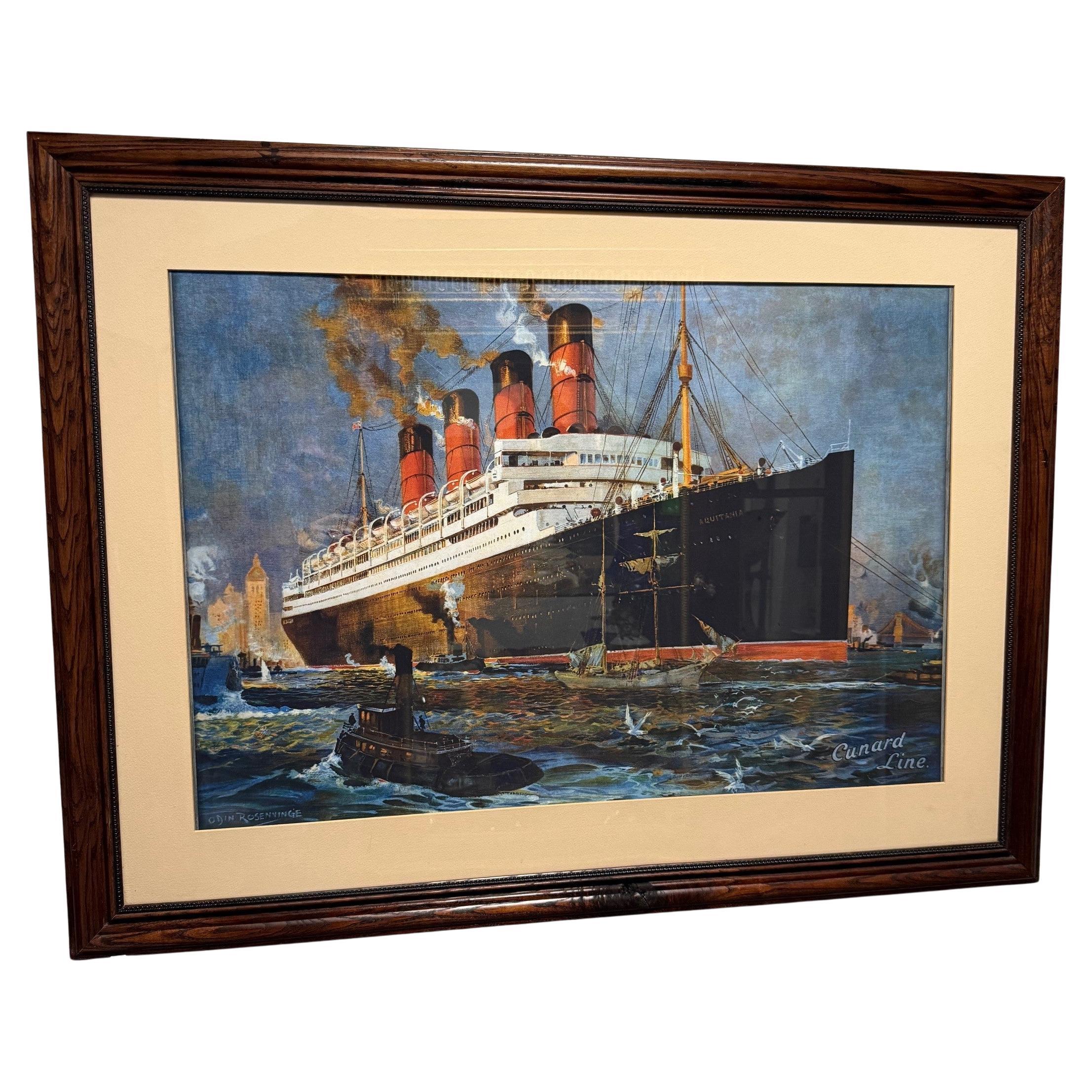 RMS Aquitania Cunard White Star Line Print by DWYN ROSENKYNGE