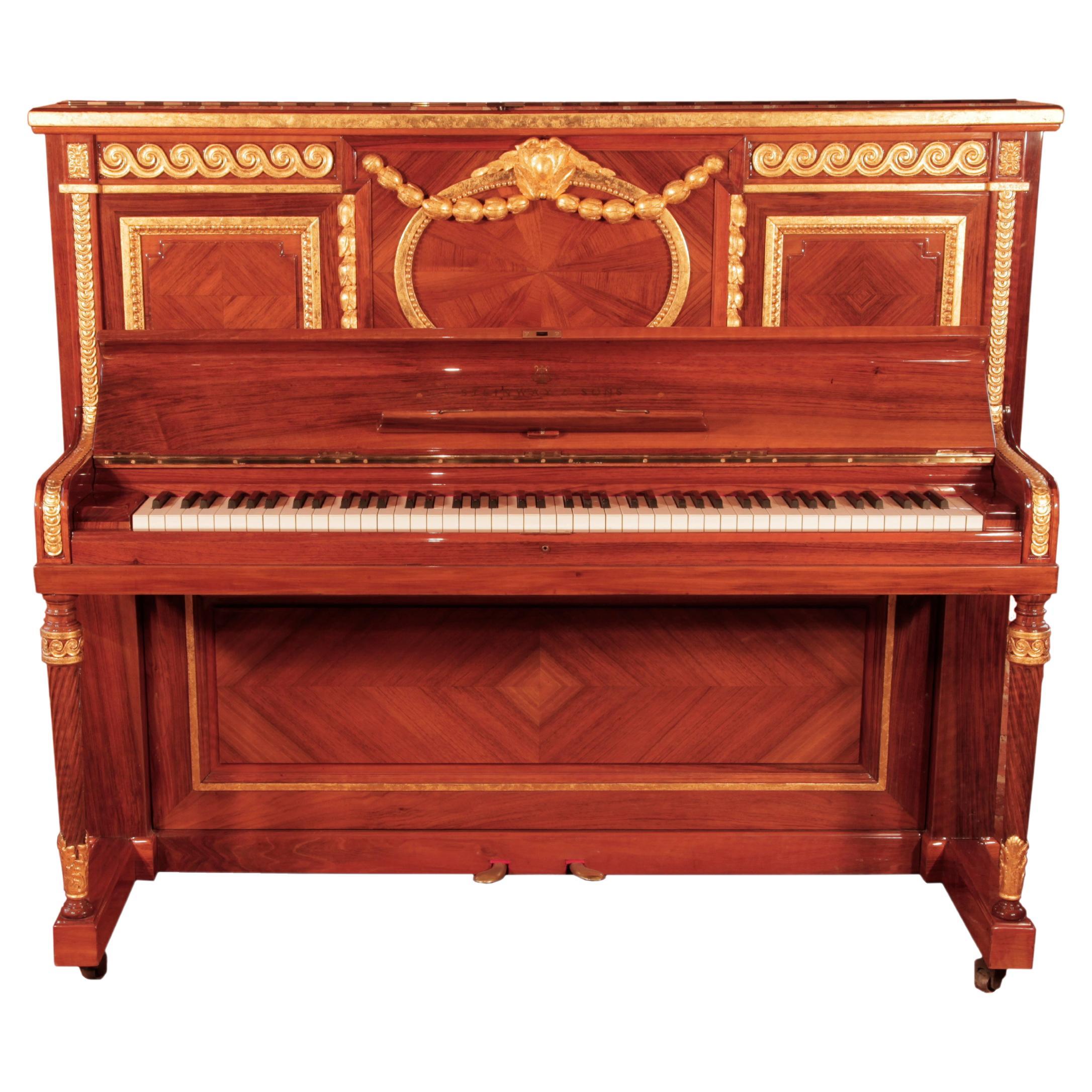 Steinway Piano Made for the Olympic & Titanic Liners Carved Walnut Gold Leaf For Sale