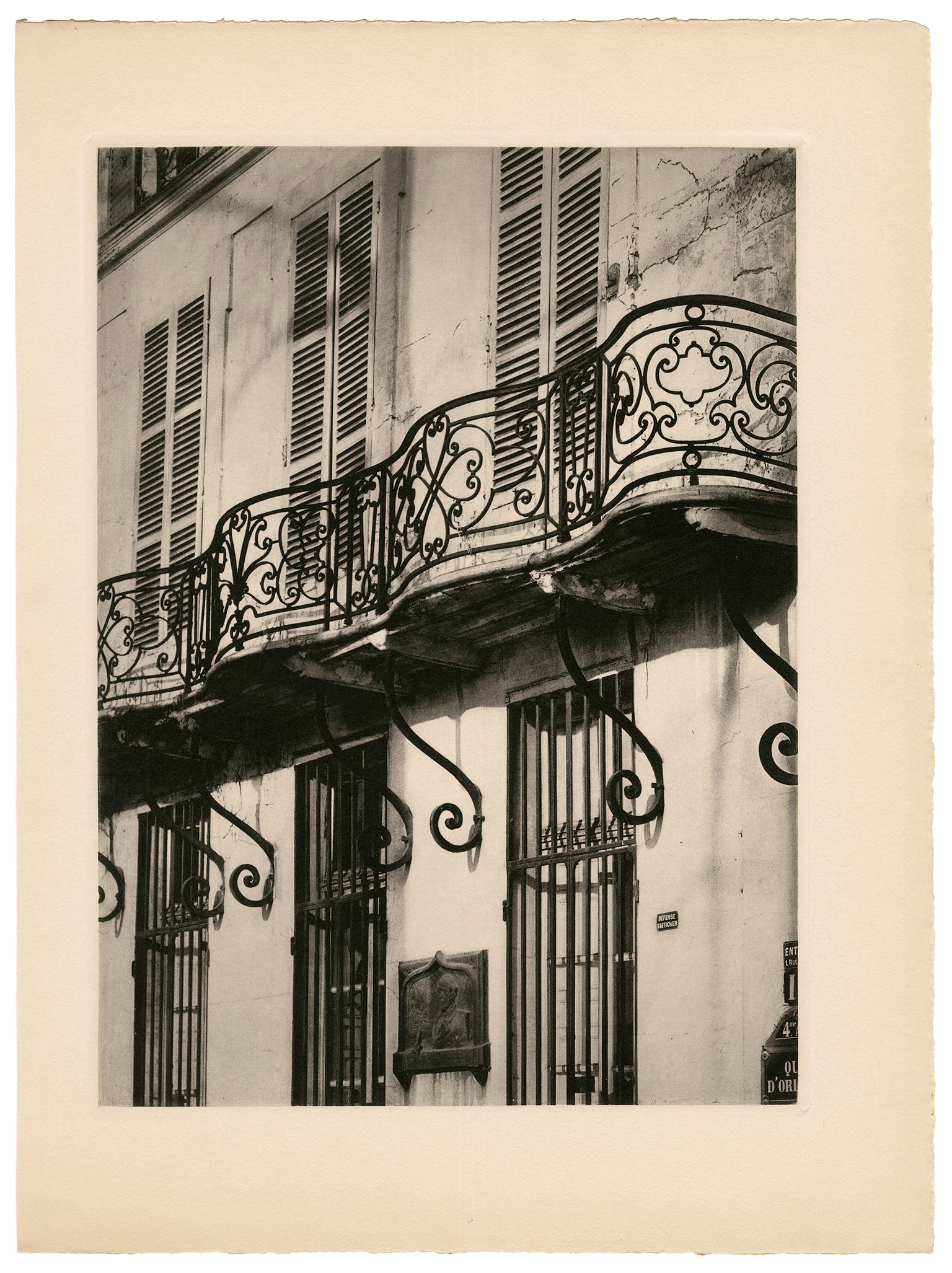 Parisian Balcony — Mid-Century Photogravure - Photograph by Rémy Duval