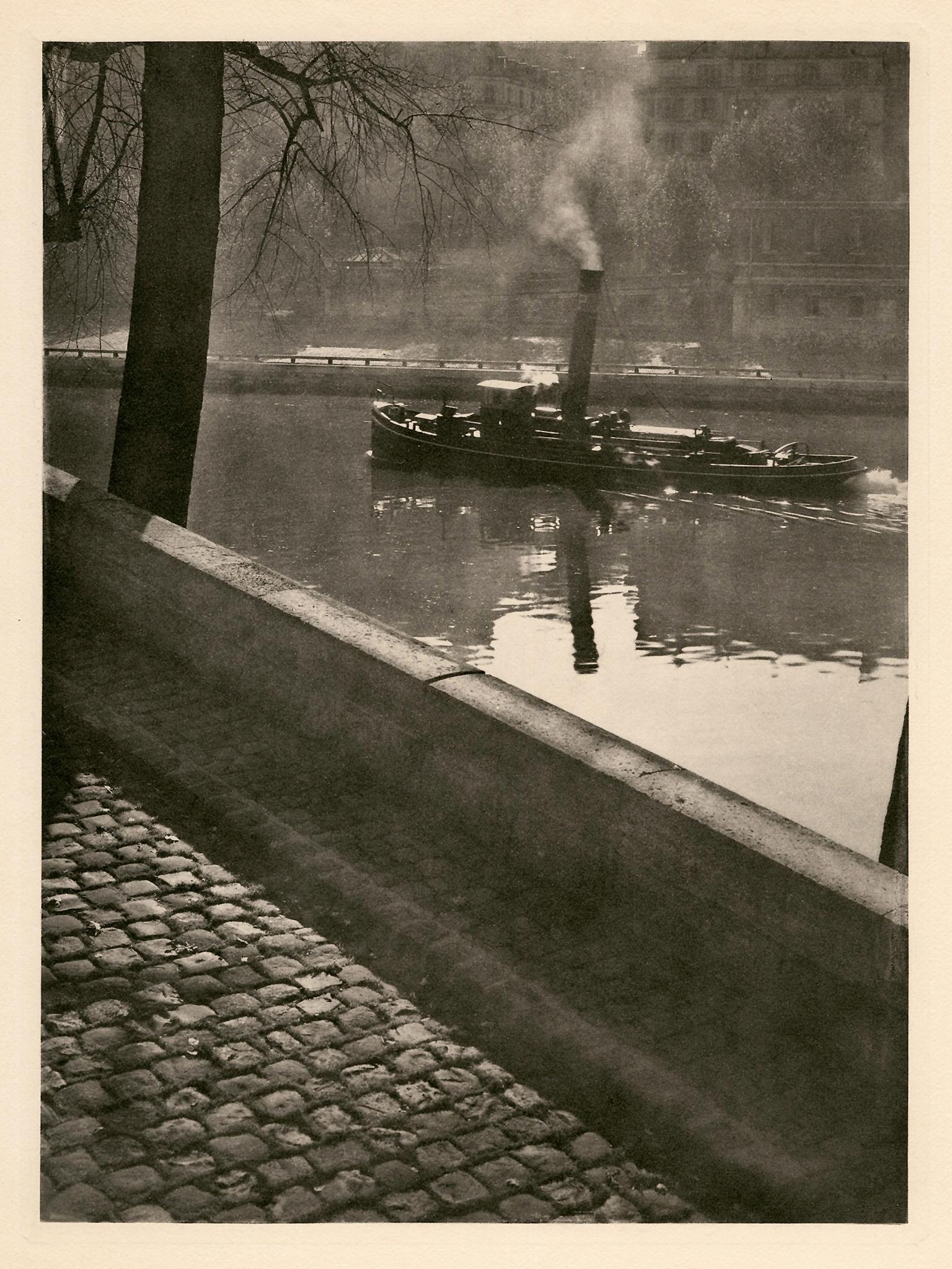 Rémy Duval Figurative Photograph - Tugboat, River Seine, Paris — Mid-Century Photogravure