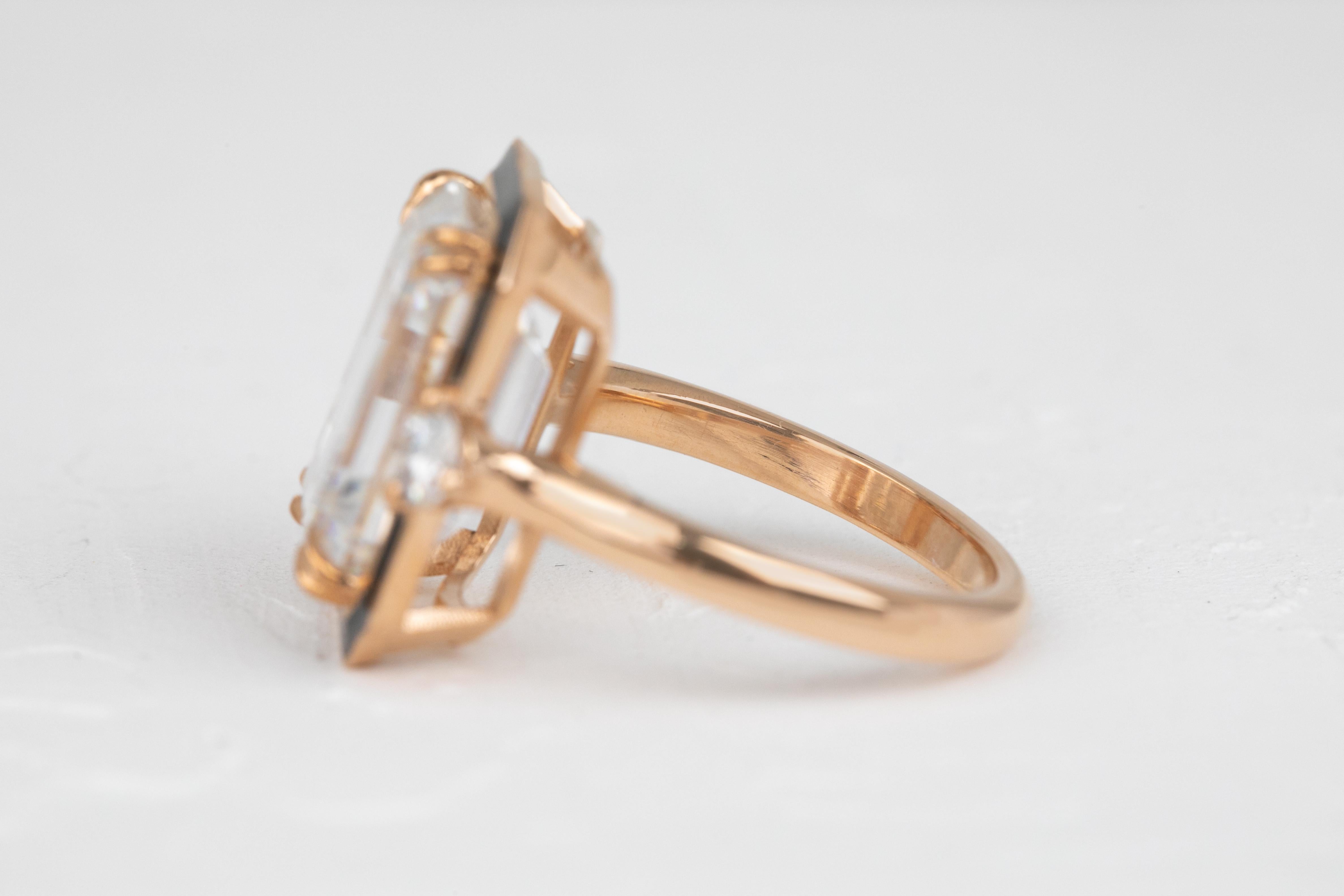 For Sale:  Art Deco Style Ring, 7.97 Moissanite Stone Ring and 14K Rose Gold Ring 5