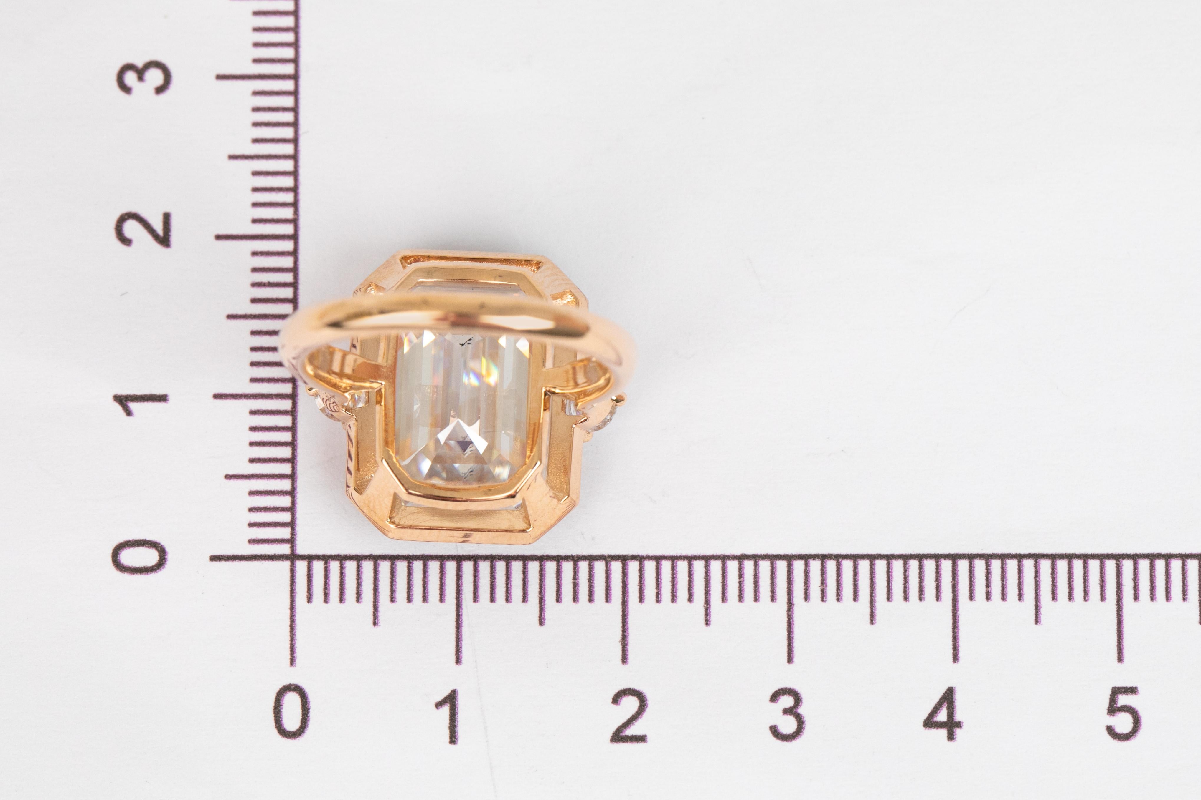 For Sale:  Art Deco Style Ring, 7.97 Moissanite Stone Ring and 14K Rose Gold Ring 6