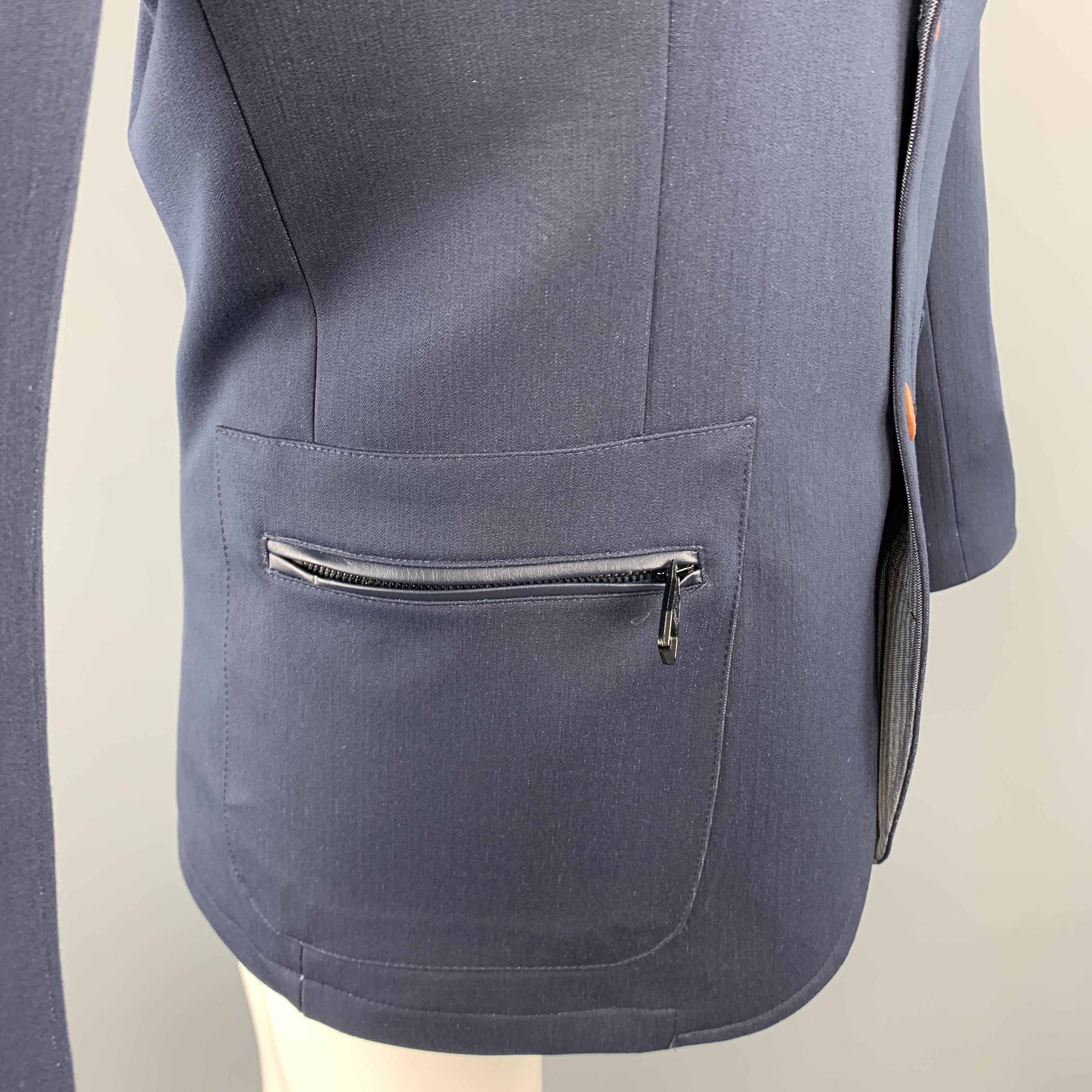 Noir RNT23 JEANS 38 - Veste zippée texturée à poche zippée - Marine