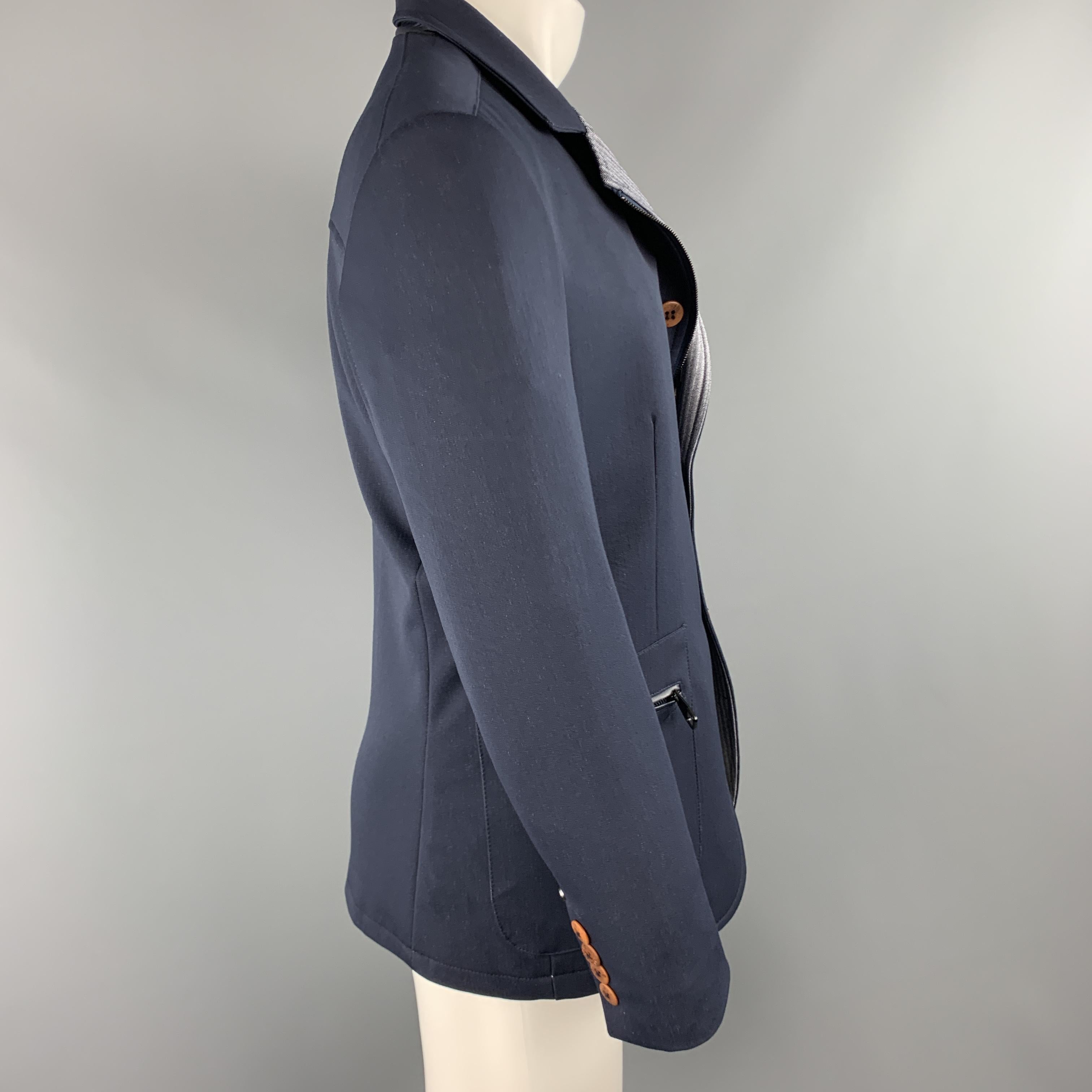 RNT23 JEANS 38 - Veste zippée texturée à poche zippée - Marine Excellent état à San Francisco, CA