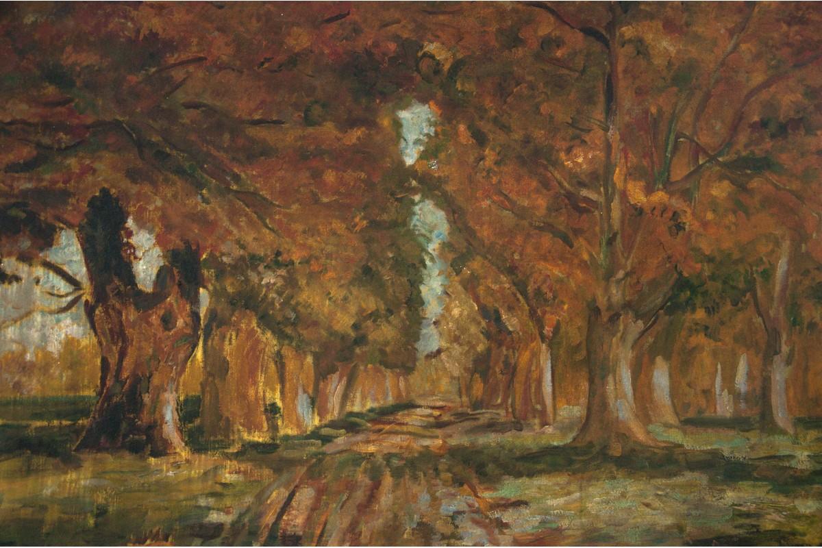 road with trees painting