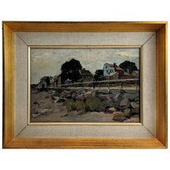 Antique "Road by the Coast" Painting by Charles Herbert Woodbury