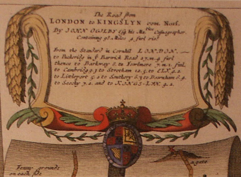 Road Map, from London to Kings Lynn, Royston to Downham, John Ogilby
