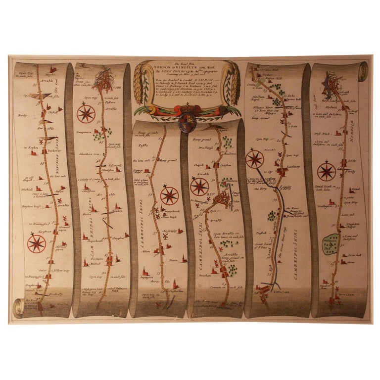 Road Map, from London to Kings Lynn, Royston to Downham, John Ogilby