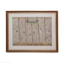 Road Map, John Ogilby, London, Barwick, York, Chester, Darlington, Durham Framed