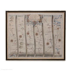 Mapa de carreteras John Ogilby nº 75 Kings Lyn Harwich, Bretaña Tapiz enmarcado