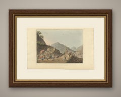 Road over the Balkan Mountain with Caravan, Antique Aquatint, 1809