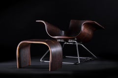 Roadster Armchair with Footstool made out of Wenge Wood. Handcrafted in Poland.