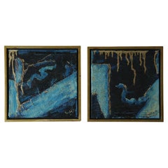 Roald Ditmer, Abstract Composition, Oil Diptych on Canvas, Framed