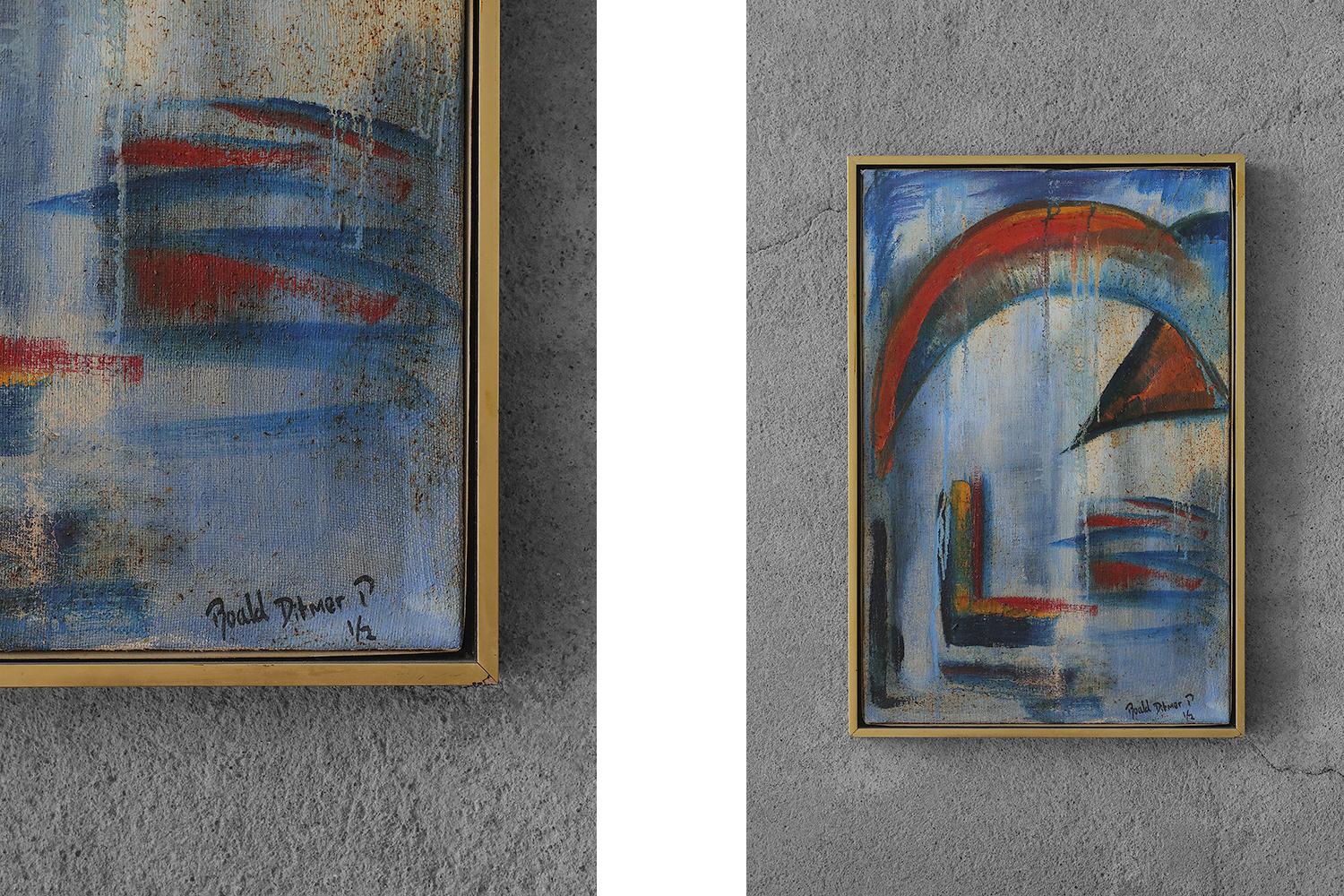 Danish Roald Ditmer, Abstract Composition, Oil on Canvas Diptych, Framed, Set of 2 For Sale