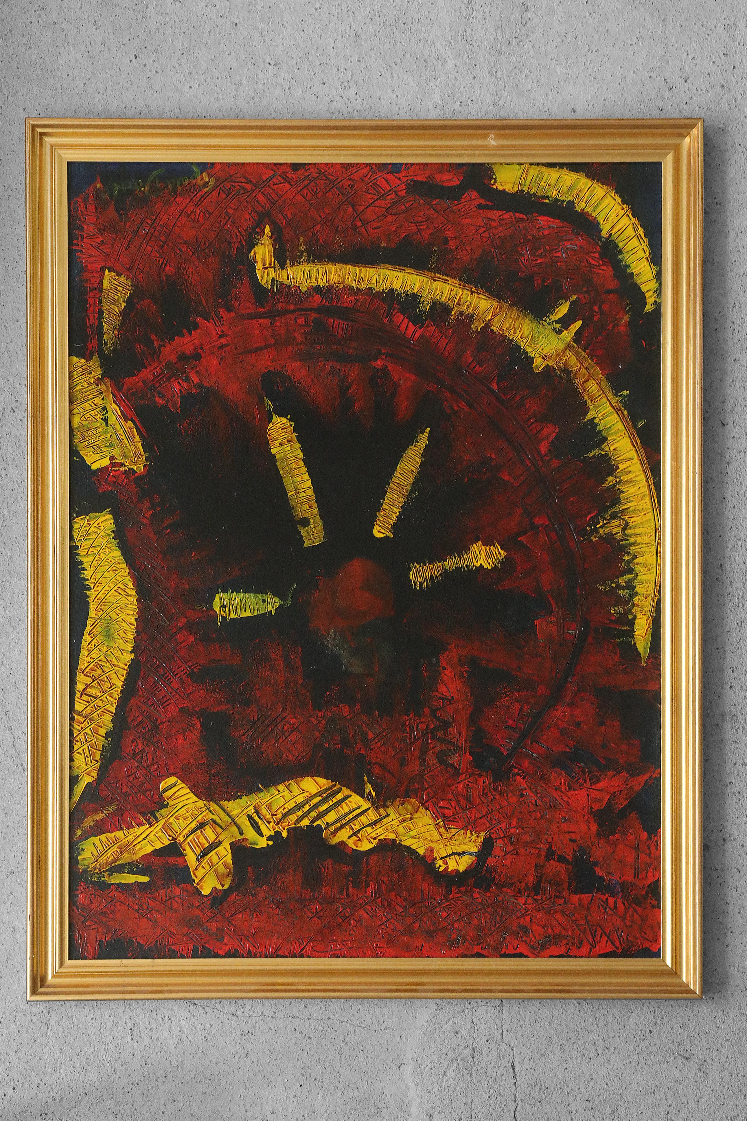 Abstrakte Komposition von Roald Ditmer, Öl auf Leinwand Gemälde, 1999, gerahmt (Skandinavische Moderne) im Angebot