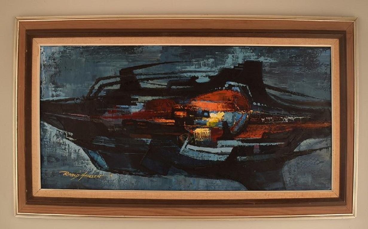 Roald Hansen (1938-2018), Denmark. Oil on canvas. 
Abstract composition. 1970s.
The canvas measures: 83 x 41 cm.
The frame measures: 9 cm.
In excellent condition.
Signed.