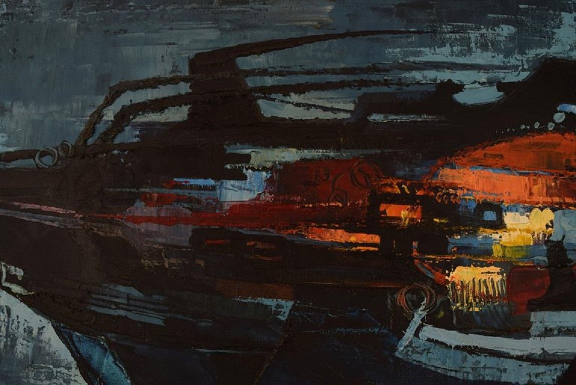 Modern Roald Hansen, Denmark, Oil on Canvas, Abstract Composition, 1970s For Sale